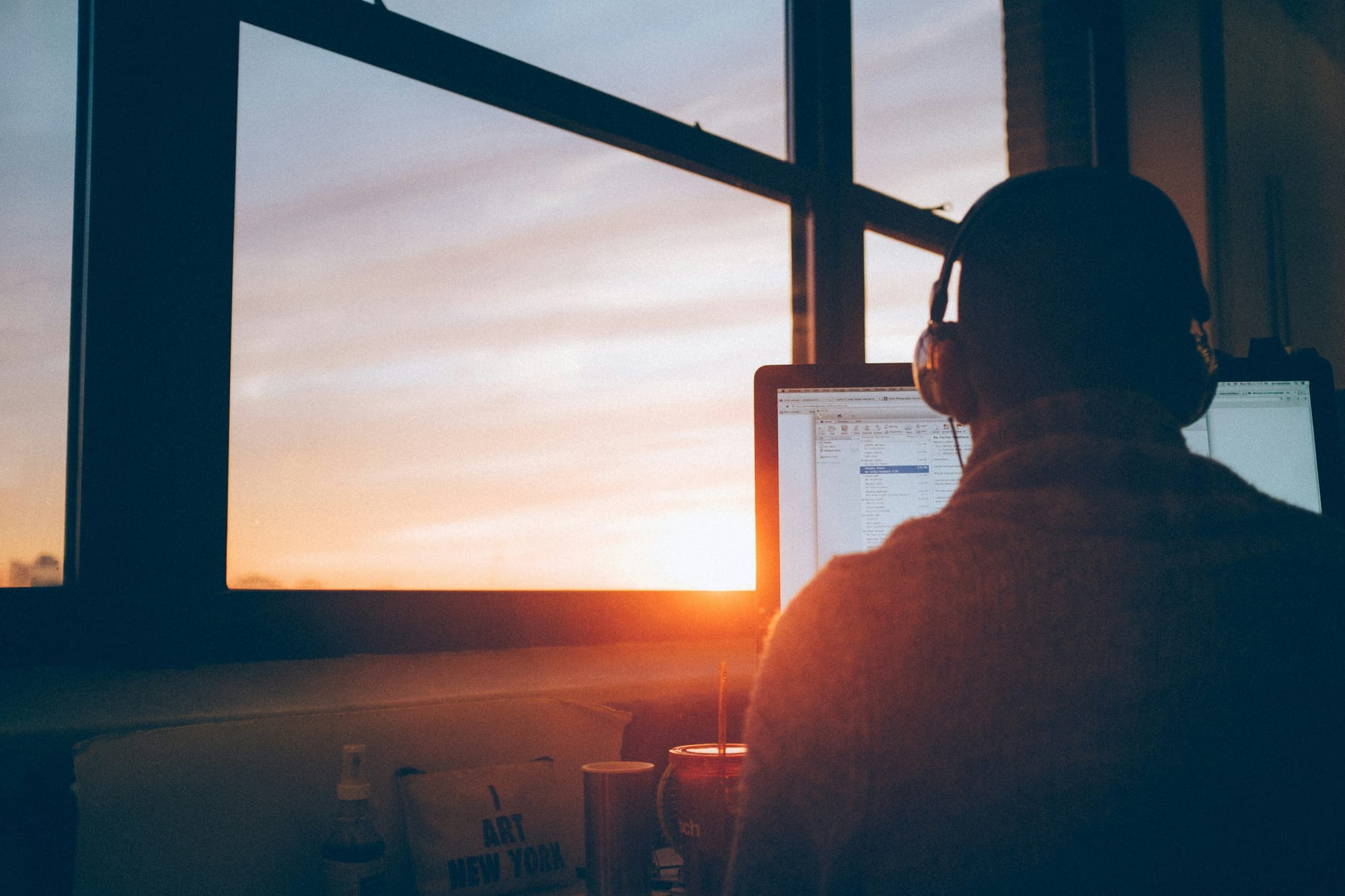 man sitting alone and working - AI In Content Creation