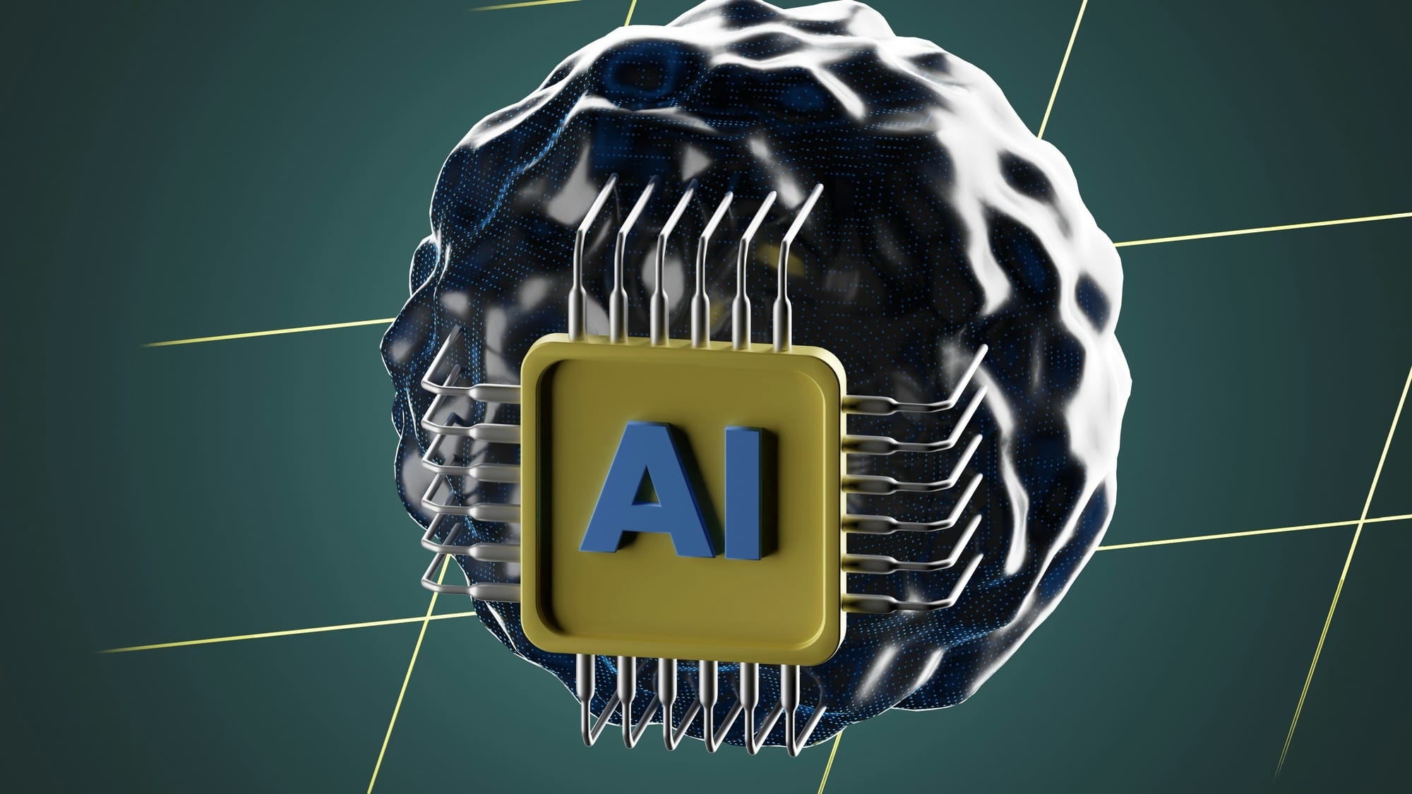 AI badge on a human brain - AI SEO